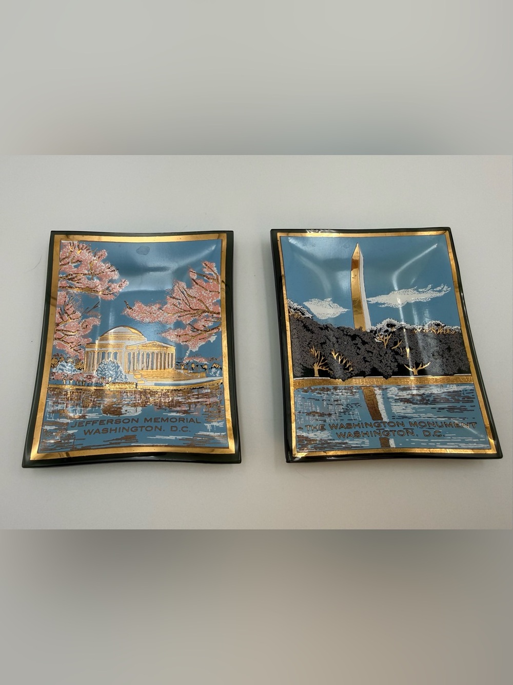 Lot of 2 Vintage Jefferson Memorial & Washington Monument Trinket Dishes